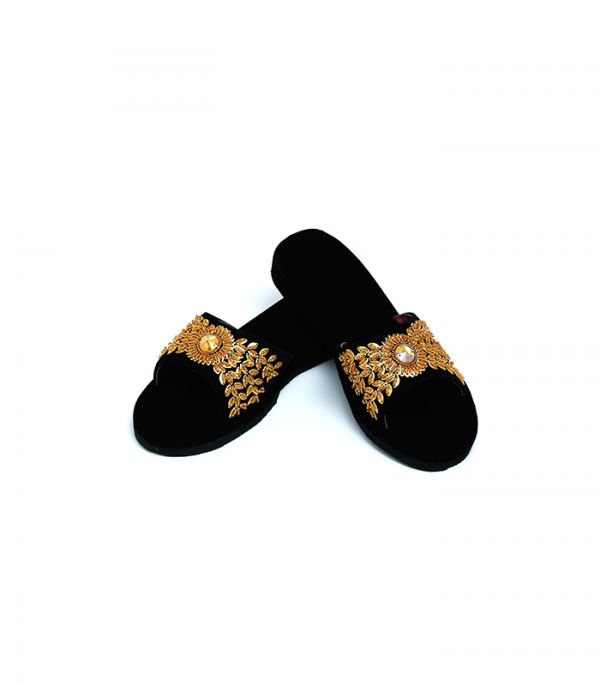 Handicraft Black Golden Shoes