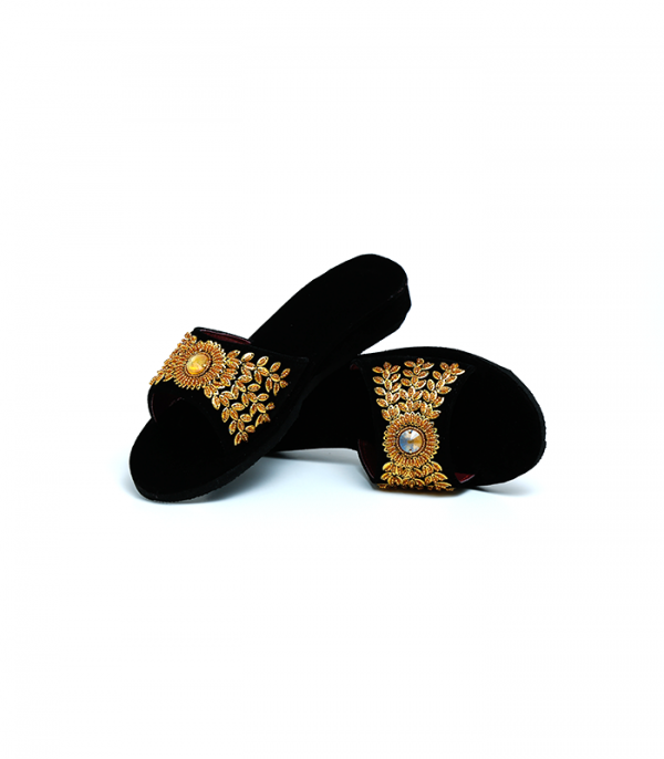 Handicraft Black Golden Shoes